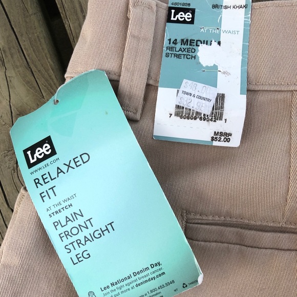 Lee Relaxed Fit Plain Front British Khaki 14 - Picture 2 of 6